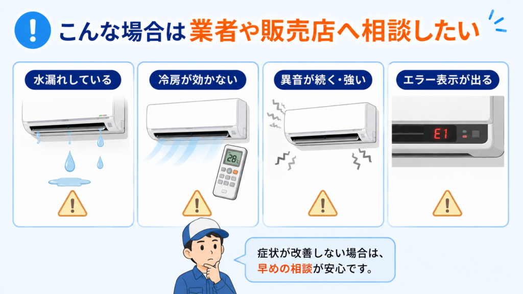 こんな場合は業者や販売店に相談