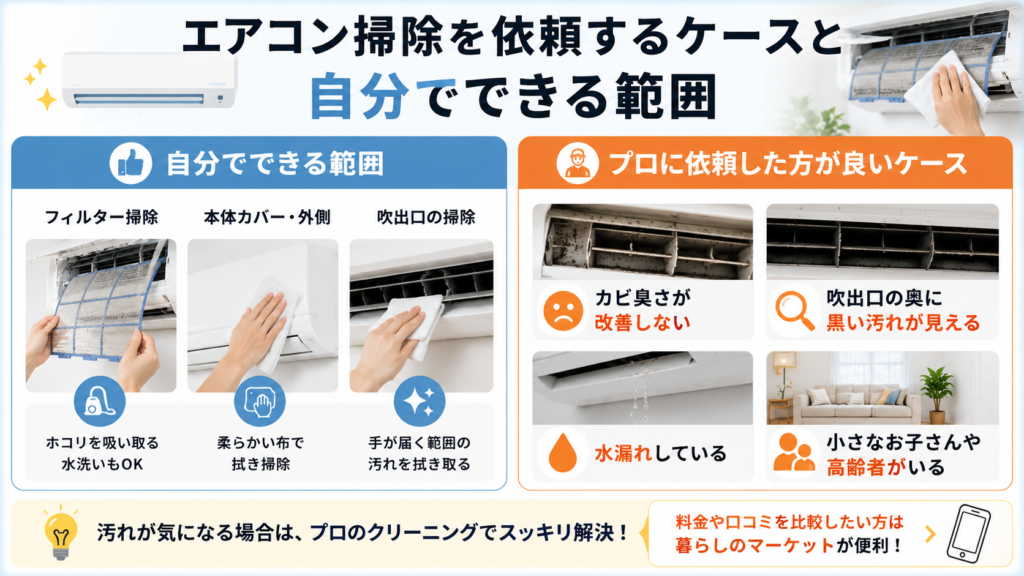 自分でできる範囲と業者に頼むケース
