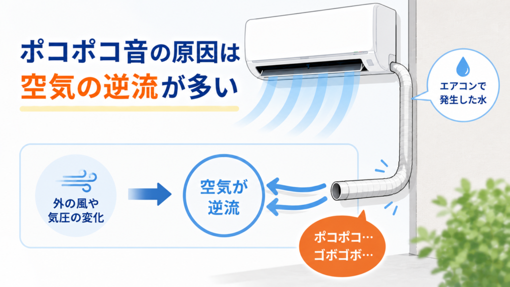 ポコポコ音の原因は空気の逆流が多い
