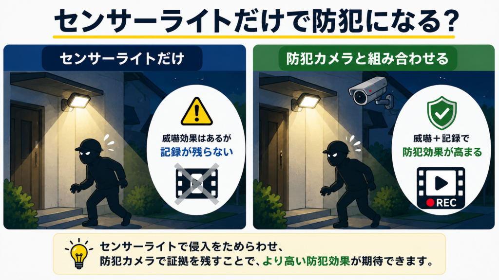 センサーライトだけで防犯になるか