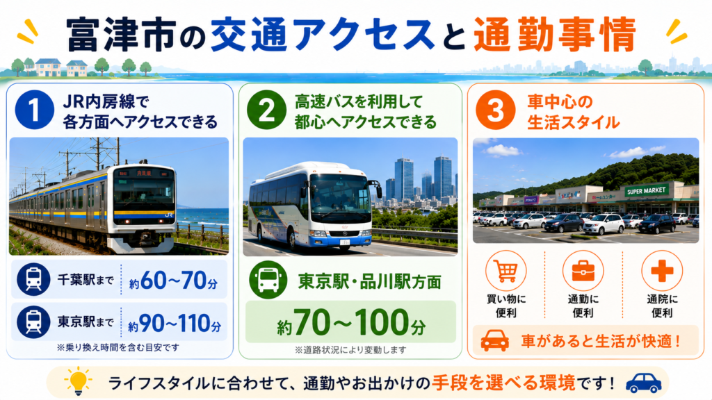 富津市の交通アクセスと通勤事情