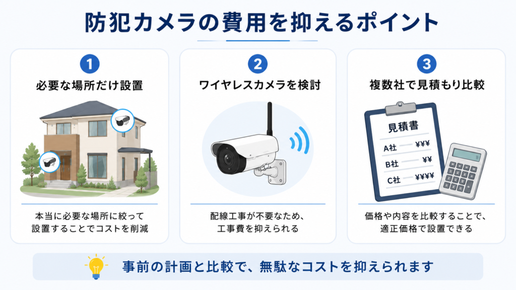 防犯カメラの費用を抑えるポイント