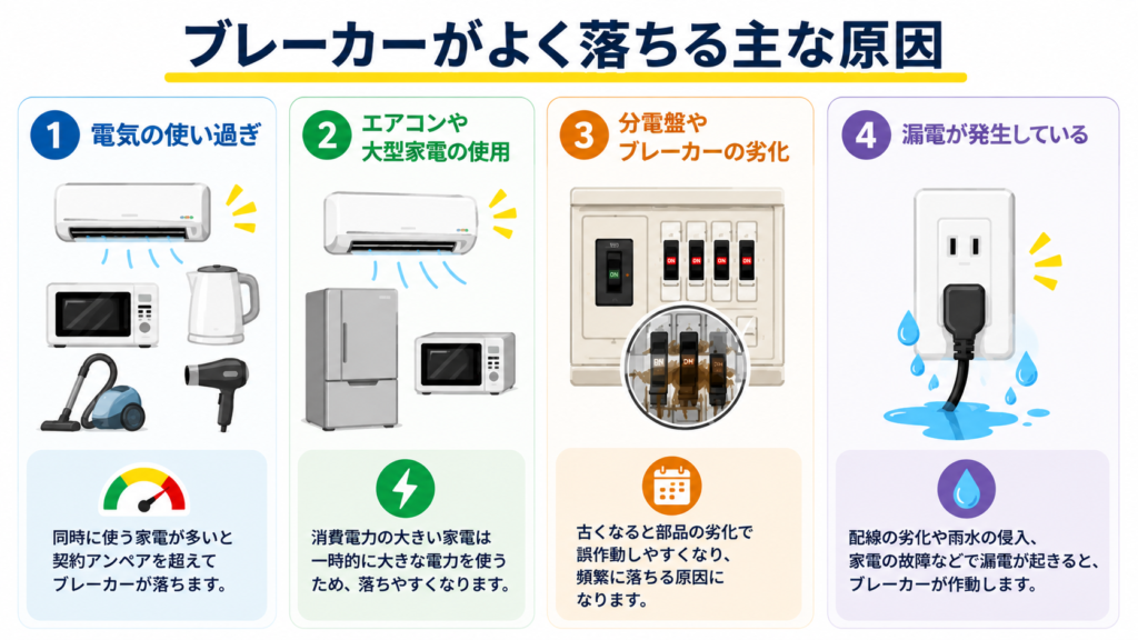 ブレーカーが落ちる主な原因