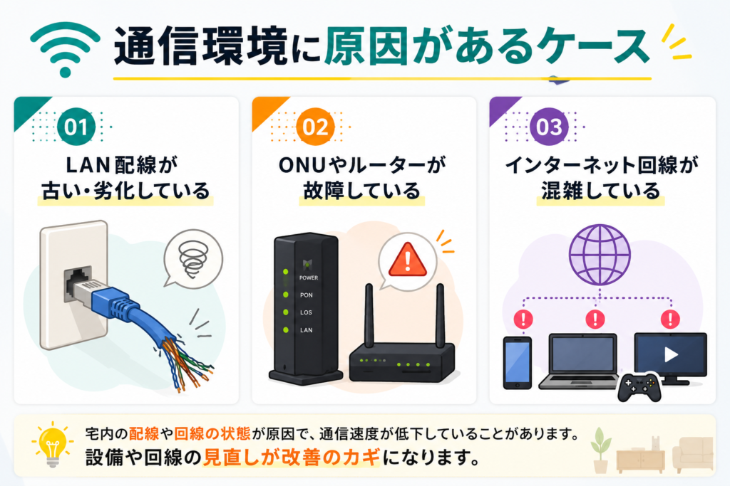 通信環境に原因があるケース