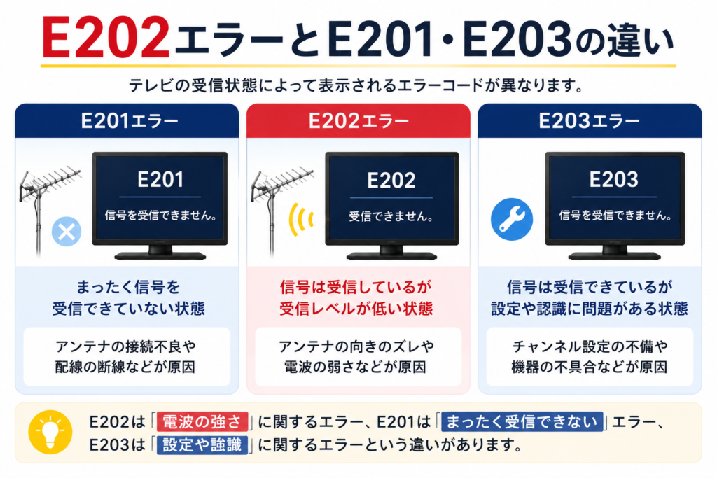 E202エラーとE201・E203の違い