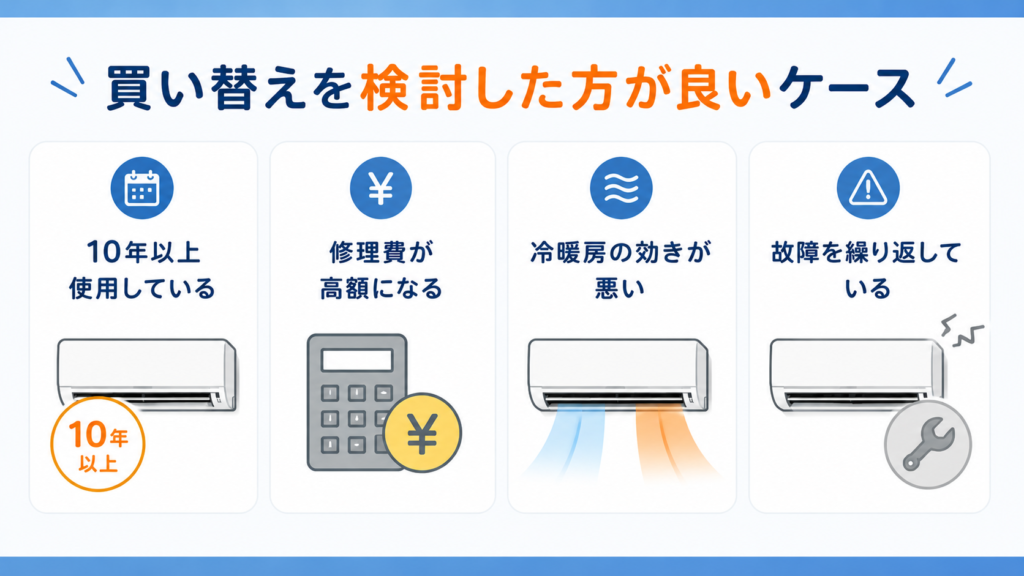 買い替えを検討したほうがいいエアコン