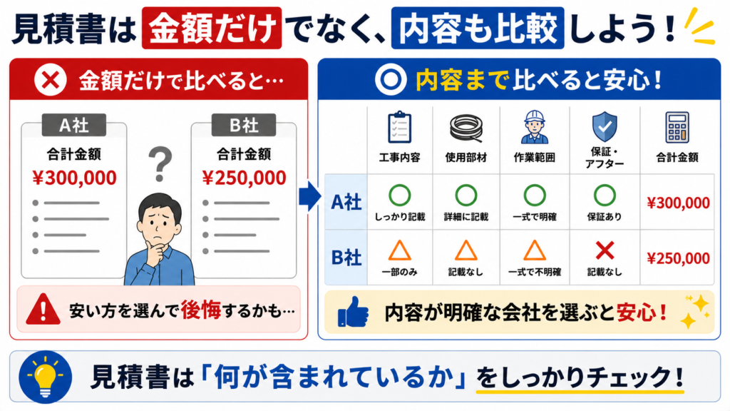 見積書は金額だけでなく内容も比較しよう