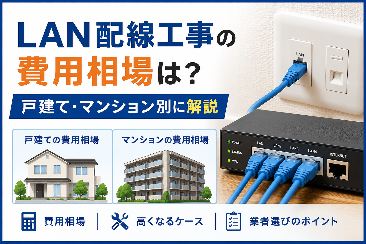 LAN配線工事の費用相場を解説
