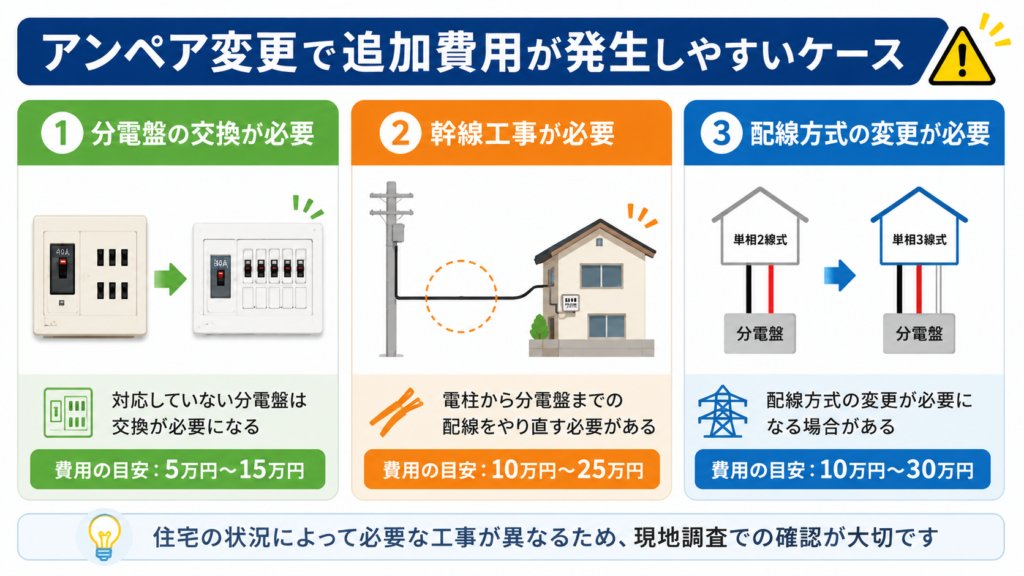 アンペア変更で追加費用が必要なケース