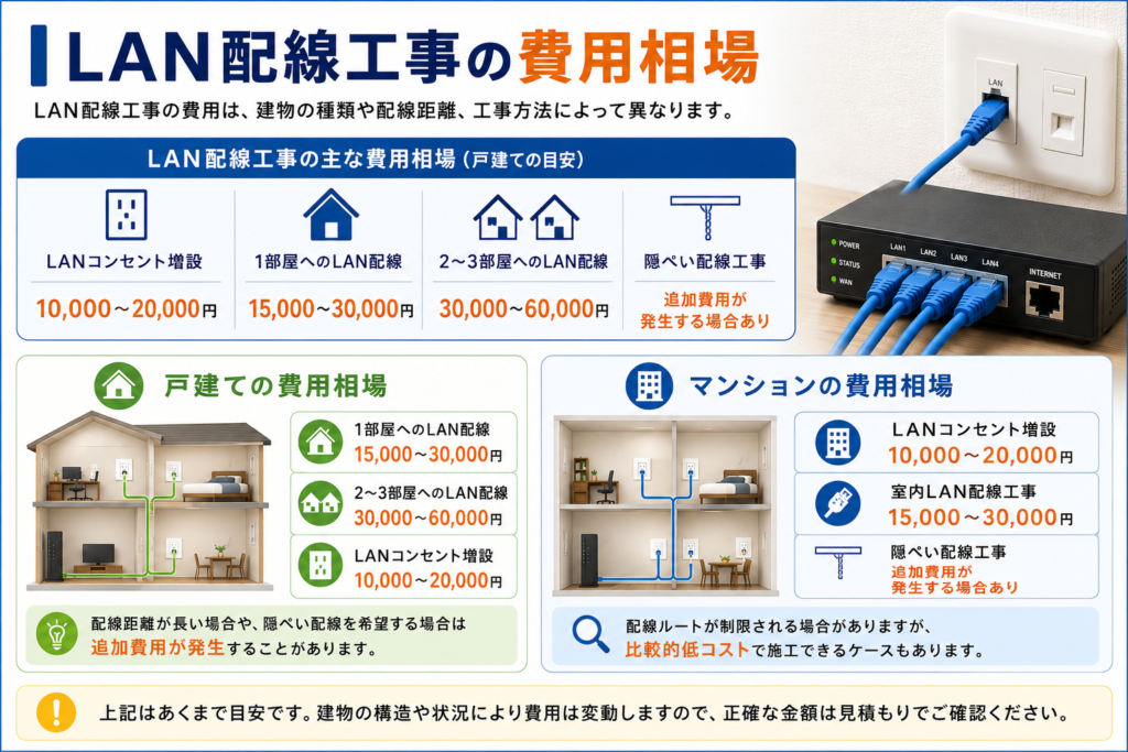 LAN配線工事の費用相場