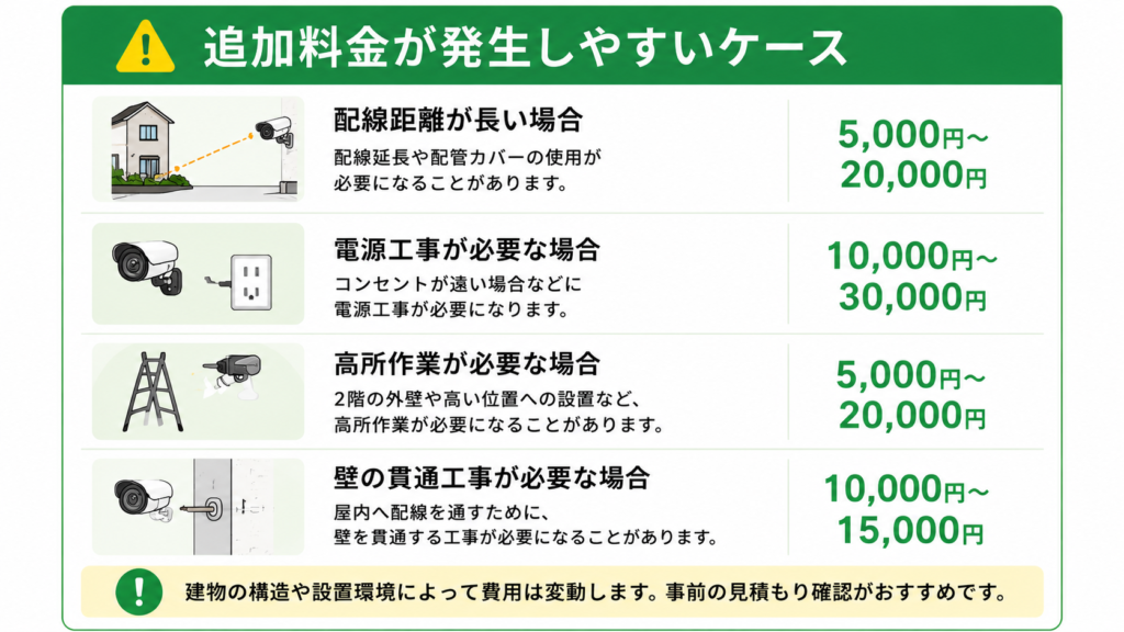 追加料金が発生しやすいケース