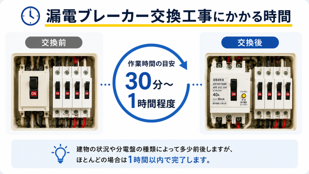 ブレーカー交換にかかる時間
