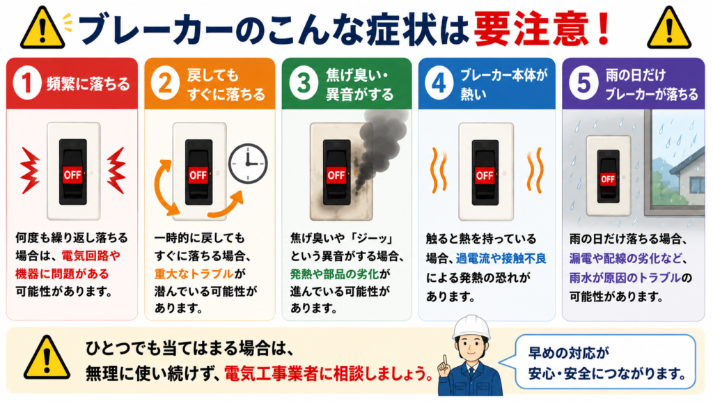 ブレーカのこんな症状は要注意