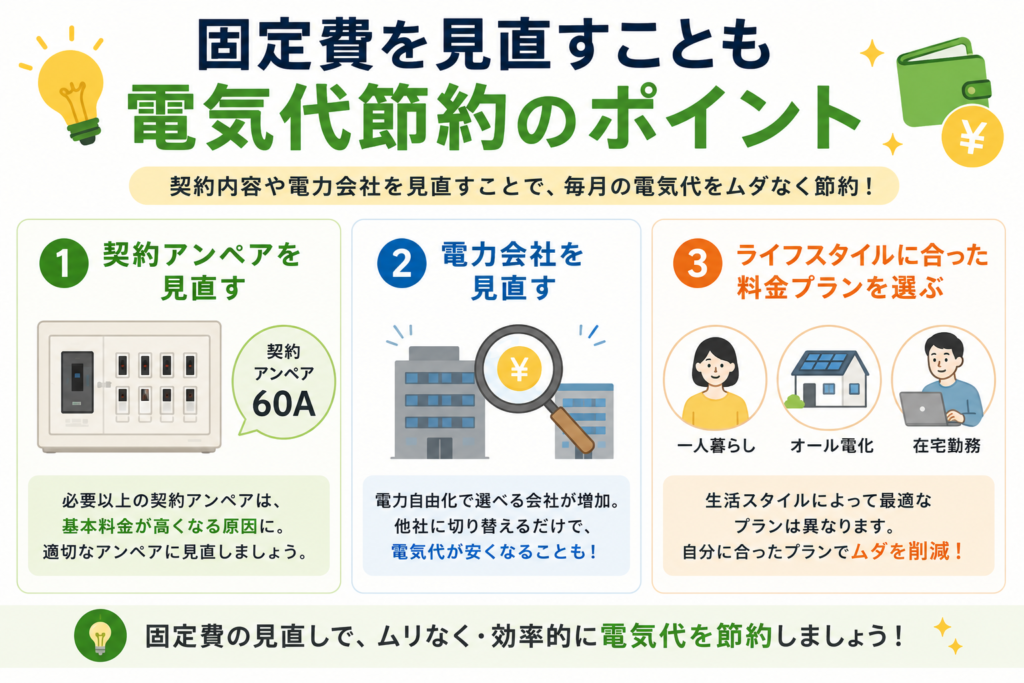 固定費を見直すことも電気代節約のポイント